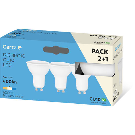 Bombillas LED GU10 5W 110º 400 lumenes Pack 2+1