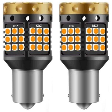 Bombillas LED para intermitentes KZQ 1156 BA15S P21W, ámbar, amarillo y naranja, 3700 lm, 3030 45 SMD, Canbus, sin errores y anti-hiperflash (paquete de 2)