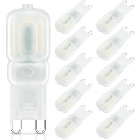 Bombillas LED regulables G9 de 3 W (reemplazo para lámpara halógena de 25 W, 220 V CA, ángulo de haz de 360 grados, paquete de 10), luz blanca diurna de 6000 K)