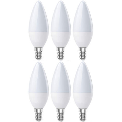 Bombillas LED tipo vela E14, 5W, blanco frío 6500K, 600lm, equivalente a 60W, ángulo de haz de 20°, paquete de 4