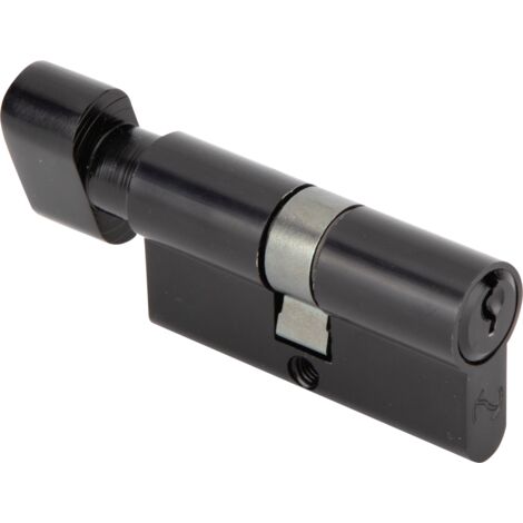 Bombín seguridad pomo serreta latón negro 30x30mm 3 llaves