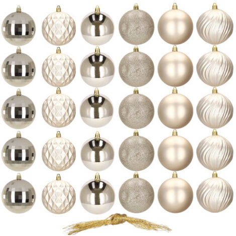 Bombki navideñas 30 piezas. Adornos dorados de 8 cm para el árbol de Navidad, decoraciones.