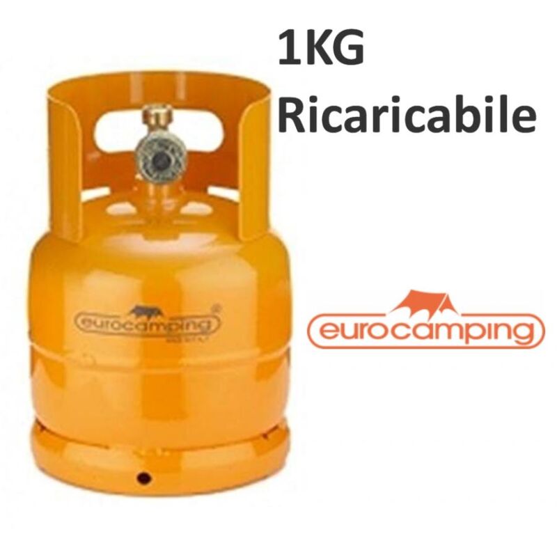 Eurocamping - bombola gas 1KG propano ricaricabile vuota camping fornellino