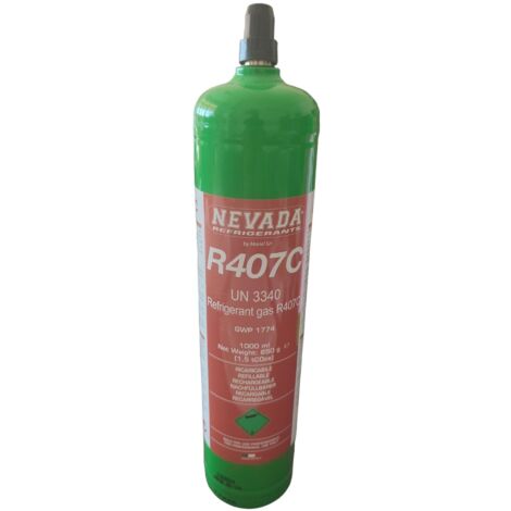BOMBOLA gas REFRIGERANTE R407 DA 1 LT KG CLIMATIZZATORI MADE IN ITALY NEVADA