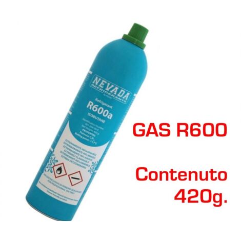 BOMBOLETTA BOMBOLA GAS FREON R600A R600 PER FRIGORIFERO DOMESTICO 420GR.