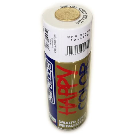 SARATOGA Bomboletta happy color 400ml metallizzata sovraverniciabile brillante, colori happy color 005 oro ricco pallido