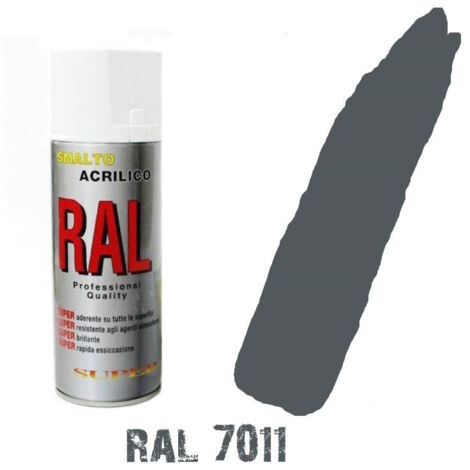 Bomboletta spray grigio topo ral 7011 acrilico vernice brillante lucido rapida e