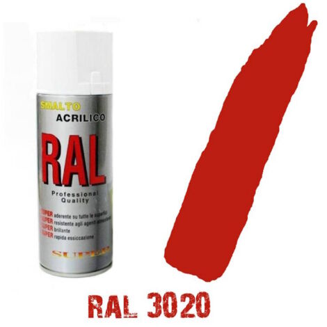 Bomboletta spray rosso traffico ral 3020 acrilico vernice brillante lucido