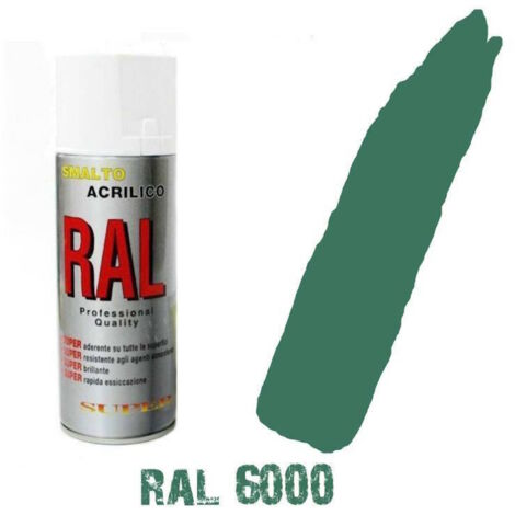 Bomboletta spray verde motore ral 6000 acrilico vernice brillante lucido