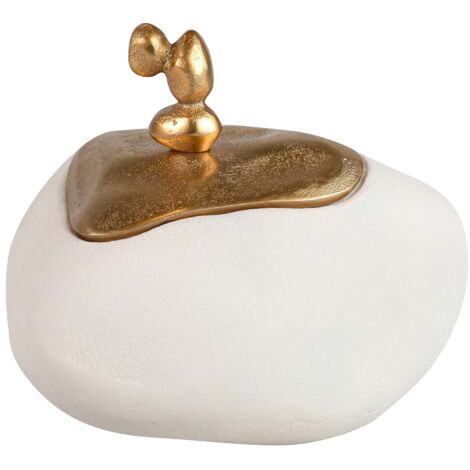 Bombonera Aluminio Blanco / Dorado 19X15X17 Cm