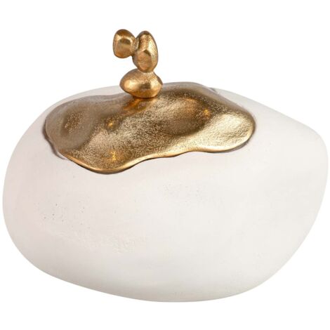 Bombonera Aluminio Blanco / Dorado 23X20X19 Cm