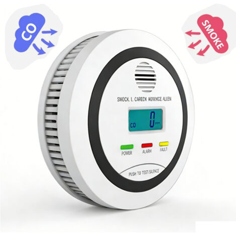 BOMCLAP 1 2-in-1-Rauch- und Kohlenmonoxidmelder – Kabelloser Kombinationsalarm mit LCD-Display, Dualsensor (Rauch + CO)