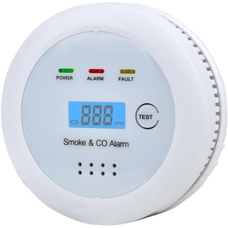 BOMCLAP 1 Rilevatore combinato 2 in 1 di fumo e monossido di carbonio - Allarme antincendio e CO con schermo LCD, batteria non inclusa