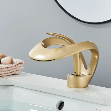 BOMCLAP 1 rubinetto moderno per bagno in ottone a cascata, miscelatore per lavabo monoforo/monocomando, rubinetto per bagno per bagni di hotel