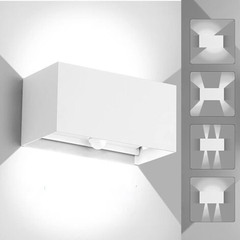 BOMCLAP Applique murale à lumière blanche froide 24W, applique murale étanche extérieure à LED,Angle d'éclairage réglable