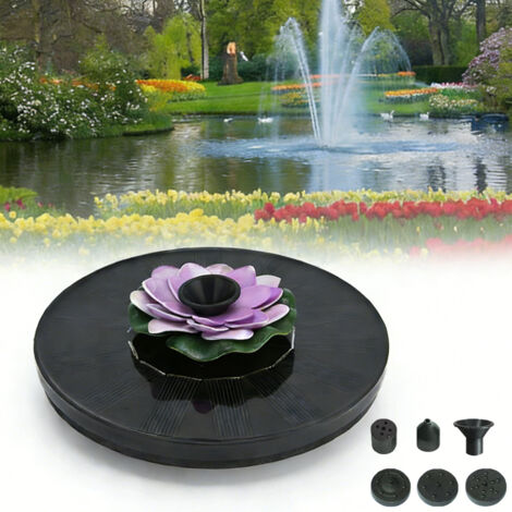 BOMCLAP Fontaine Lotus, Fontaine Solaire pour Bassin aux Oiseaux - Pompe Flottante Solaire avec Jets pour Jardin, Piscine,φ16cm