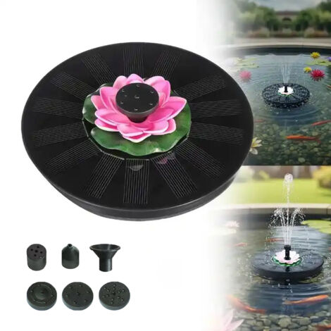 BOMCLAP Fontaine Solaire Flottante pour Bassin d'Oiseaux - Pompe à Eau Solaire avec Jets pour Jardin, Piscine  Fontaine Lotus,φ16cm