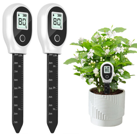 BOMCLAP Lot de 2 testeurs de sol, Humidimètre pour sol avec échelle graduée, hygromètre portable pour plantes en pot, jardins et pelouses