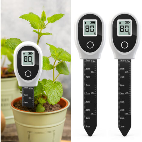 BOMCLAP Lot de 2 testeurs de sol, Humidimètre pour sol avec échelle graduée, hygromètre portable pour plantes en pot, jardins et pelouses