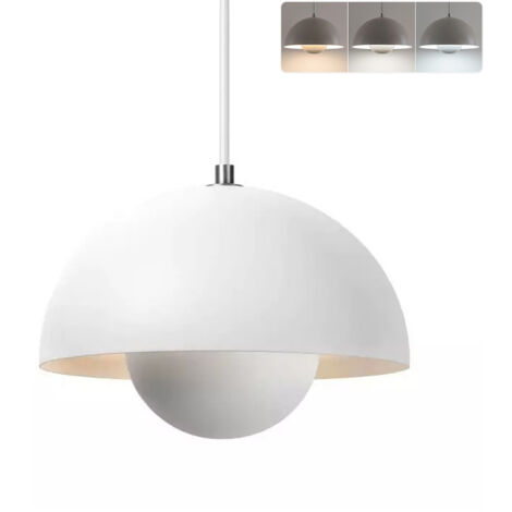 BOMCLAP Lustre LED, suspension moderne avec ampoule, 3 températures de couleur 3000-5000K, φ 23 cm (Blanc)