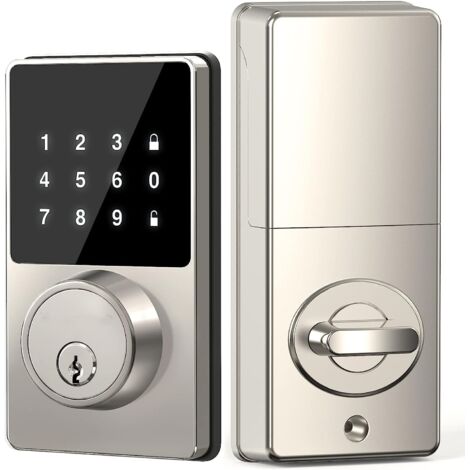 BOMCLAP Serrure connectée avec mot de passe, serrure d'entrée sans clé avec clavier tactile, installation facile, 50 codes utilisateurs