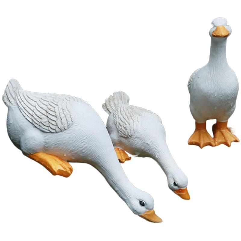 Gotrays - BomKra Une famille de trois canards ornements de jardin décorations d'extérieur en résine oie sculpture statue étang, décoration de jardin