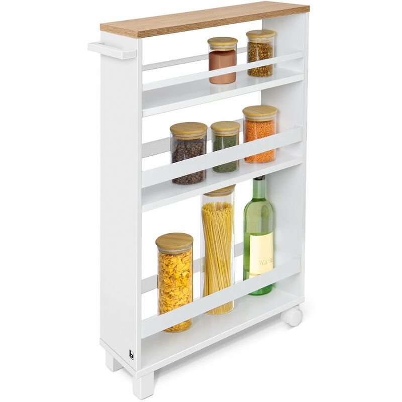 Hylla carrello da cucina scaffale da cucina 50x79x15 cm - Carrello rotante, scaffale da bagno - carrello portaoggetti Rovere - Bomoe