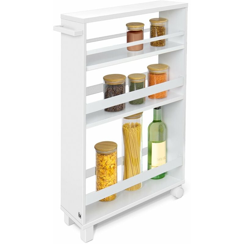 Bomoe - Hylla carrello da cucina scaffale da cucina 50x79x15 cm - Carrello rotante, scaffale da bagno - carrello portaoggetti Bianco