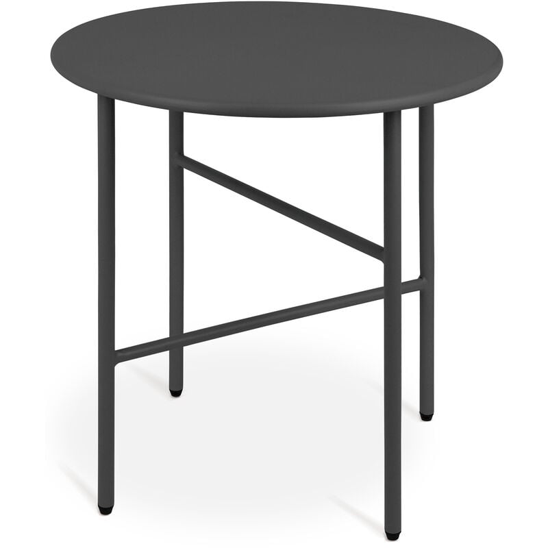 Petite Table Basse Ronde en Métal ø 44 cm Noir - Bomoe