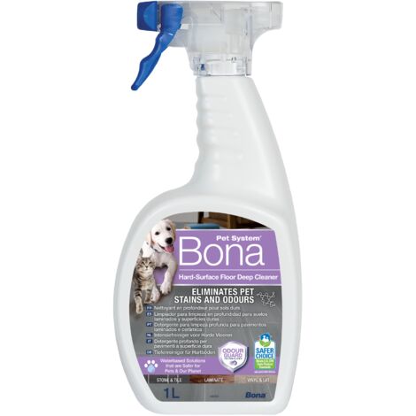Bona - Nettoyant en Profondeur pour Sols Durs Bona 1L spécial animaux - Détachant et Destructeur d'Odeurs pour Animaux - Éliminateur d'Odeurs d'Urine de Chat - Nettoyant Taches - Adapté comme Spray po