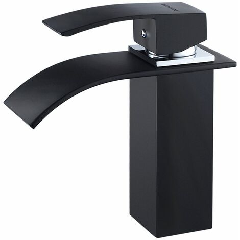 BONADE Elegante Grifo de Lavabo Cascada Monomando Grifo del Fregadero del Baño Mezclador Grifo de Cuenca Agua Fría y Caliente (Grifo del Fregadero)