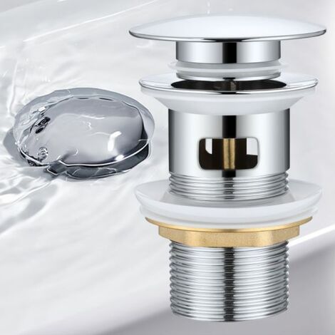 Accesorios de Baño - Válvula de Desagüe Pop-Up Válvula Desagüe sin Rebosadero para Lavabo Baño, Cobre Cromado (Válvula Lavabo con Rebosadero)