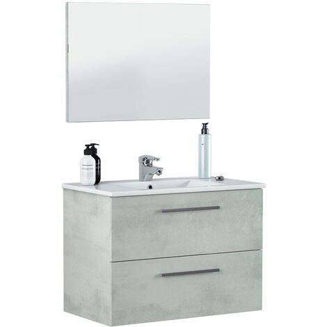 Bonaire meuble de salle de bain suspendu avec vasque et miroir 80 cm