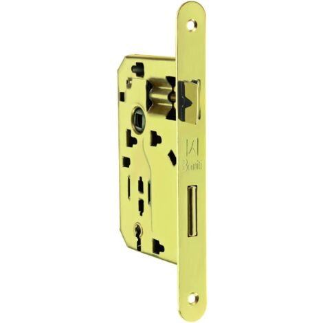 Bonaiti SERRATURA LEGNO PATENT INF. B/TONDO Art. 042T - ottonato lucido E.50
