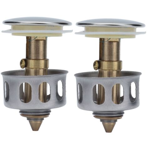 [Bonbon Pompe Push] Filtre de Drain Anti-Blocage 2 Pièces, Cuivre et Acier Inoxydable, 73g