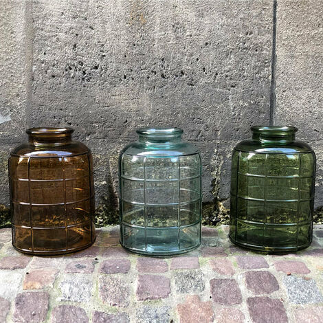 Bonbonne Art Déco en verre recyclé ambre 12,5L - Zelda - giallo