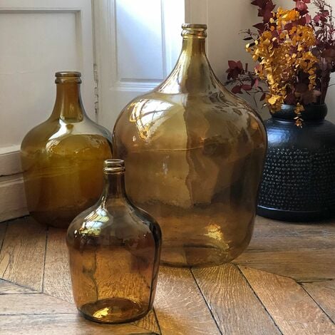 Bonbonne dame jeanne en verre recyclé ambre 12L - Giallo