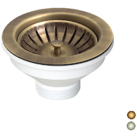 BONDE 114 MM POUR ÉVIER AVEC TROU DE 90 MM Dimensions : Pyrite - Laiton vieilli