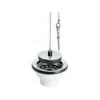 Bonde à bouchon avec chaînette pour évier grès - Pour perçage diamètre 60 mm