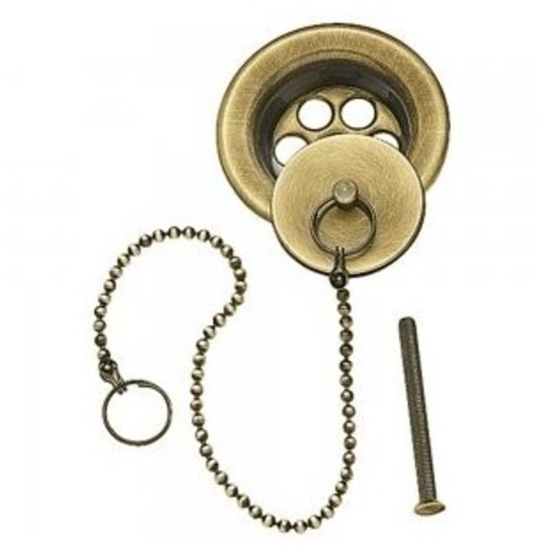 9134746051 Cazoleta Plana Rejilla con Tapón y Cadenilla Color Latón Viejo - ref: 9134746051 - Tres