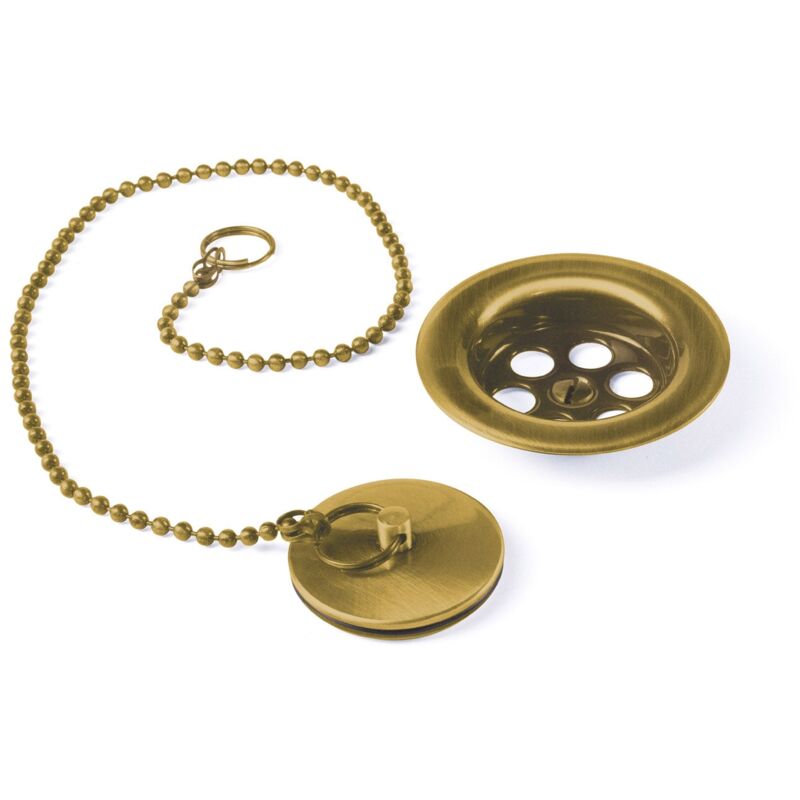 03474601OM Cazoleta Plana Rejilla con Cadenilla y Tapa Color Oro Mate 24 k - ref: 03474601OM - Tres