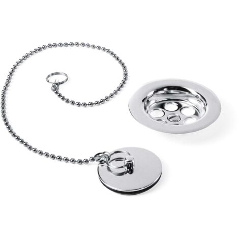 Bonde à bouchon pour lavabo, bidet et évier avec chaînette chrome - TRES 03474601
