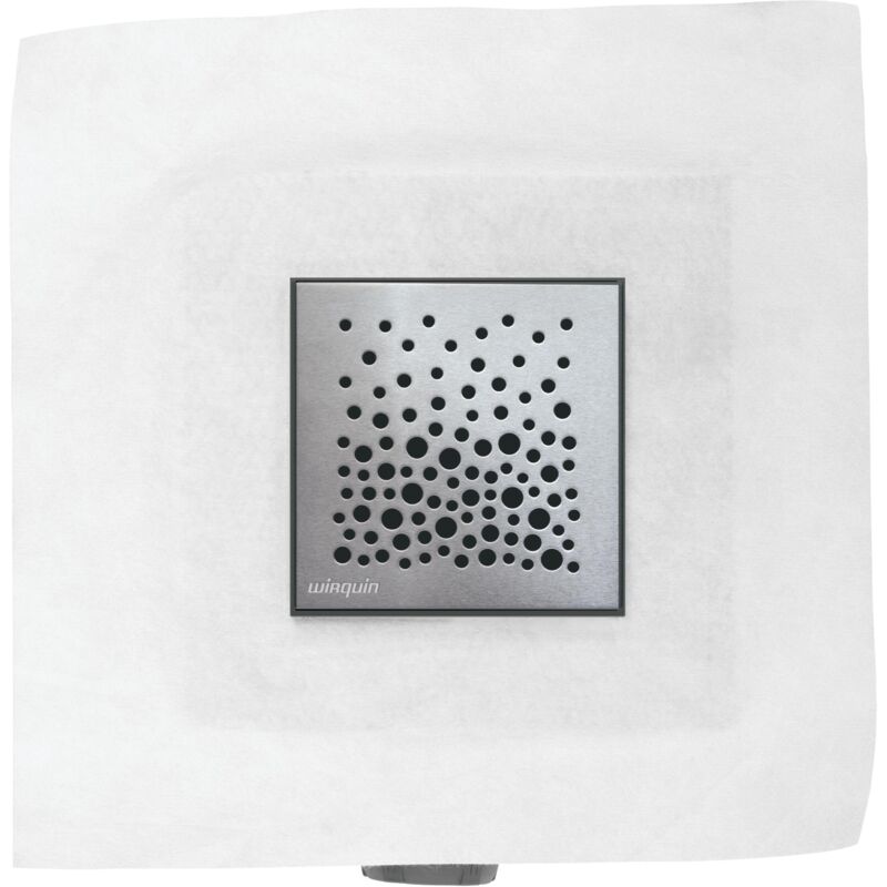 Wirquin - Bonde à chaper Express'eau Mini extra plate D40 avec grille carrée Soda en inox brossé 30723968, blanc