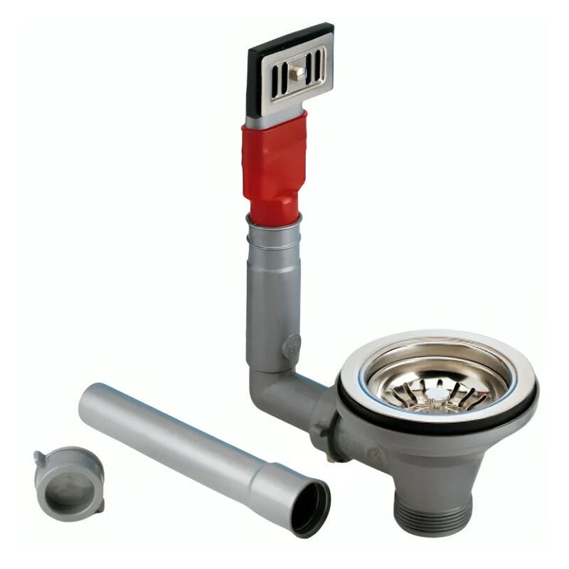 Lira - Bonde évier panier manuel inox trou 90 mm, trop plein rectangulaire