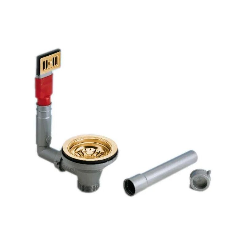 Bonde à panier avec trop plein rectangulaire, diamètre 90 mm couleur gold 24 pearl