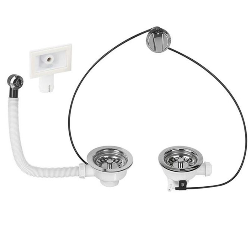 Wirquin - Bonde à panier pour évier 2 bacs - Chromé avec trop plein