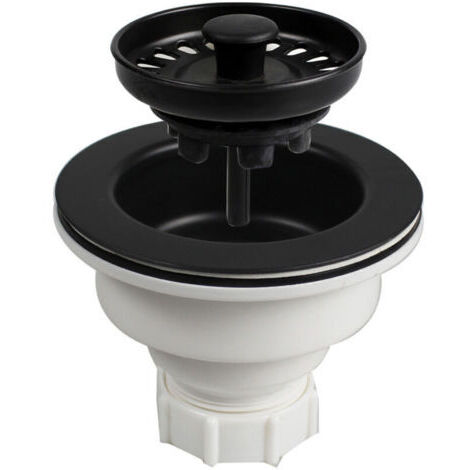 Bonde à Panier pour Évier de Cuisine Noir ABS Haute Densité - Résistant et Simple à Installer, Compatible Inox, Résine, Quartz.