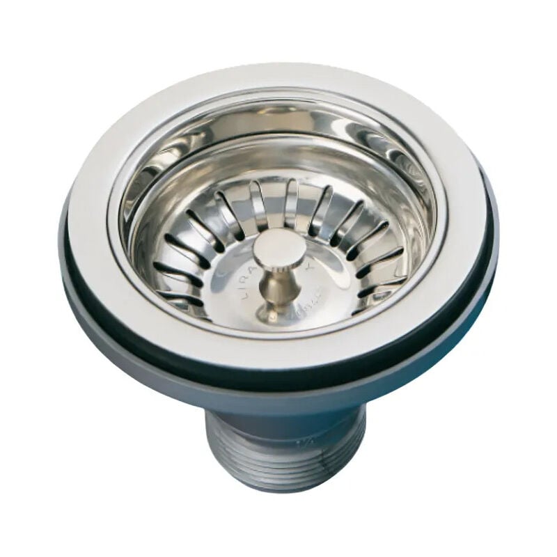 Lira - Bonde d'évier 90 mm, panier manuel, plateau inox 115 mm, sans trop plein
