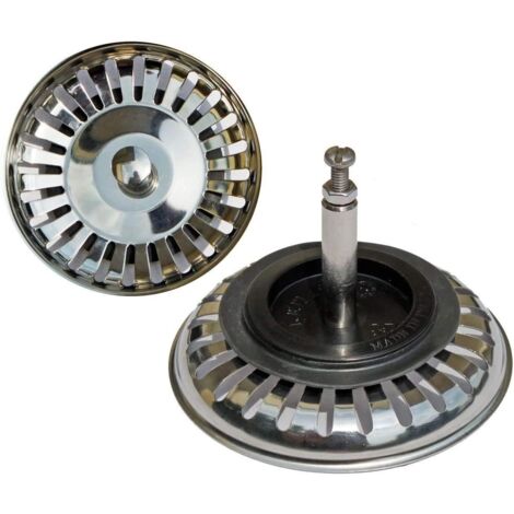 Bonde à panier universelle 7,6 cm (Ø80 mm), pour évier à commande excentrée /Inox