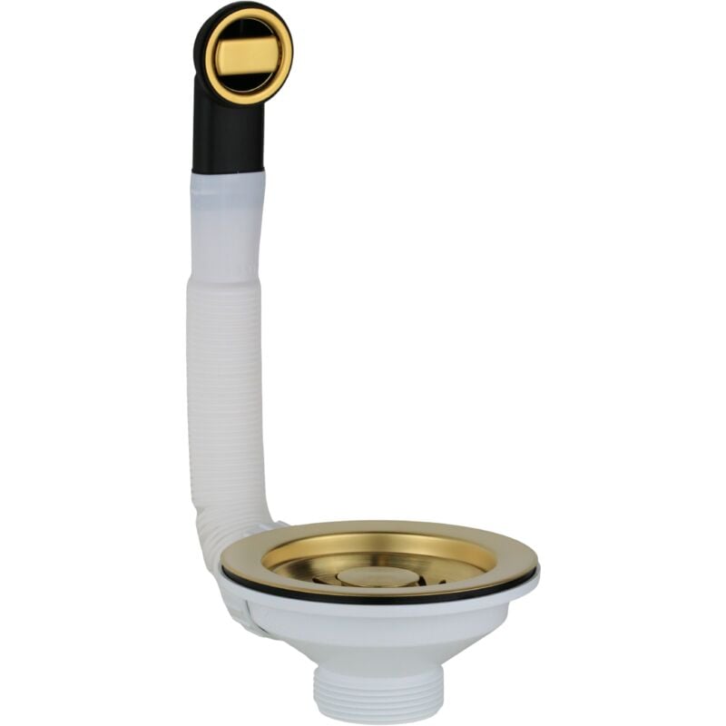 Bonde à panier universelle pour évier de cuisine ø 114 mm avec trop-plein pvd or brossé l.b. Plast Fasolo 670-46-RFSS-CL-KOL pvd Or Brossé